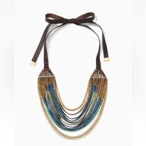 Stella &‎ Dot ~ River Tile necklace ~ Japanese glass opalescent blue retired